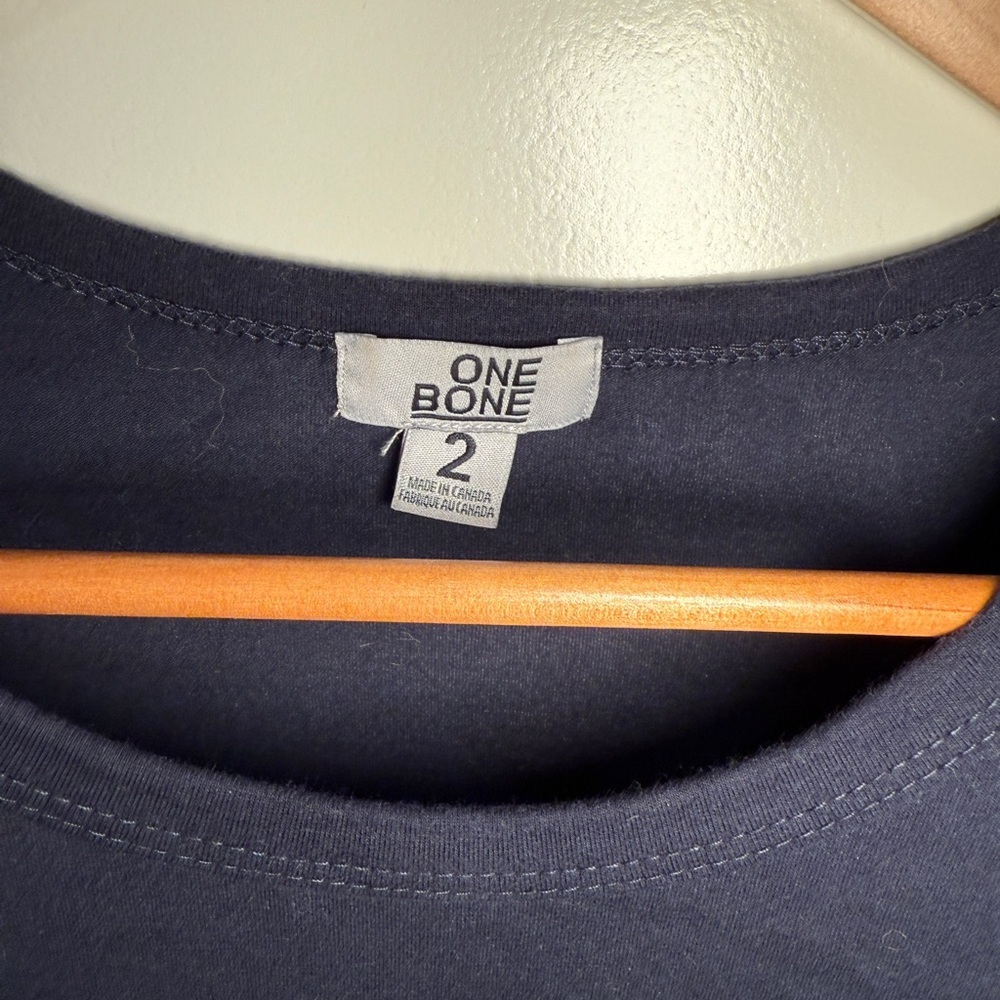 ONEBONE - Menβs Size 2 - Split Helm Hi-Lo Cotton T-Shirt - Navy Blue - Picture 8 of 9